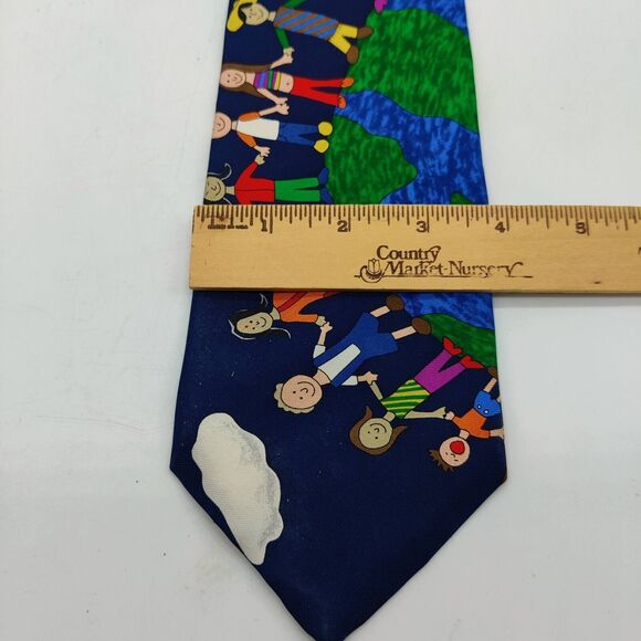 Save The Children Save the Earth Mens Necktie 100% Silk Made is USA - Picture 6 of 6